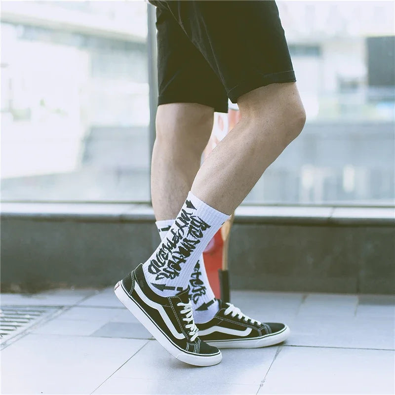 Harajuku Men's Humor Words Knitted Socks  EU 34-43 Dropship