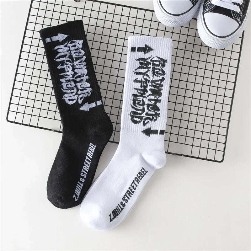 Harajuku Men's Humor Words Knitted Socks  EU 34-43 Dropship