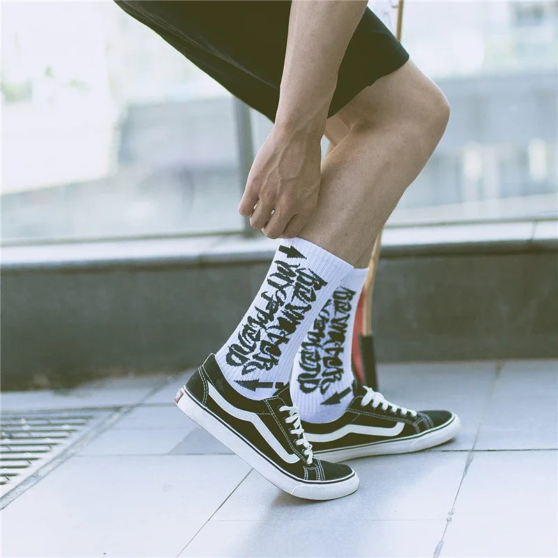 Harajuku Men's Humor Words Knitted Socks  EU 34-43 Dropship